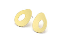 Earring Studs, 8 Raw Brass - Irregular Shaped Stud Earrings - Brass Earrings - Earrings (18x14x0.80mm) A2832
