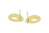 Earring Studs, 8 Raw Brass - Irregular Shaped Stud Earrings - Brass Earrings - Earrings (18x14x0.80mm) A2832
