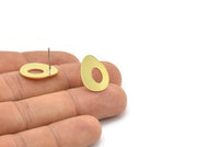 Earring Studs, 8 Raw Brass - Irregular Shaped Stud Earrings - Brass Earrings - Earrings (18x14x0.80mm) A2832