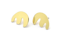 Earring Studs, 8 Raw Brass - Irregular Shaped Stud Earrings - Brass Earrings - Earrings (13x18x0.80mm) A2825