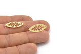 Brass Marquise Earring, 8 Raw Brass Leaf Patterned Marquise Shaped Stud Earrings With 1 Hole (24x10x0.80mm) A6216 A2812