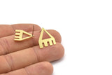 Earring Studs, 8 Raw Brass - Ethnic Motif Shaped Stud Earrings - Brass Earrings - Earrings (18x16x0.80mm) A2829