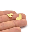 Brass Heart Earring, 8 Raw Brass Heart Shaped Stud Earrings (12x14x0.80mm) A2822