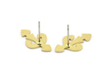 Earring Studs, 8 Raw Brass - Ethnic Motif Shaped Stud Earrings - Brass Earrings - Earrings (18x10x0.80mm) A2833