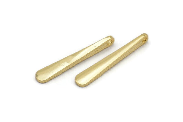 Hammered Bar Pendant, 3 Gold Plated Brass Hammered Bar Pendant, Earring Drops  (32x5mm) N0470 Q0377