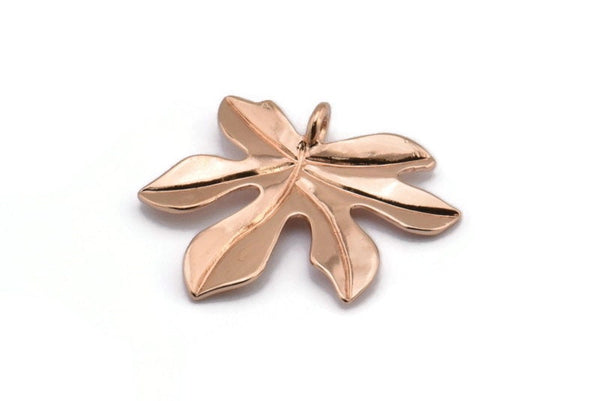 Rose Gold Leaf Pendant, 3 Rose Gold Plated Brass Leaf Pendants, Charms, Earrings, Findings (26x22x1.8mm) BS 2209 Q365