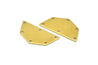 Raw Brass Pendant, 12 Raw Brass Five Edged Geometric Shape Blanks With 6 Holes (32x16x0.80mm) E198