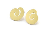 Brass Spiral Earring, 8 Raw Brass Spiral Shaped Stud Earrings (18x15x0.80mm) A2841
