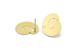 Brass Spiral Earring, 8 Raw Brass Spiral Shaped Stud Earrings (18x15x0.80mm) A2841