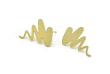 Brass Storm Earring, 8 Raw Brass Tornado Storm Shaped Stud Earrings (23x15x0.80mm) A2844