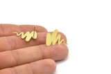 Brass Storm Earring, 8 Raw Brass Tornado Storm Shaped Stud Earrings (23x15x0.80mm) A2844