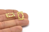 Earring Studs, 8 Raw Brass - Ethnic Motif Shaped Stud Earrings - Brass Earrings - Earrings (18x11x0.80mm) A2849