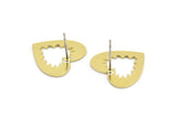 Brass Heart Earring, 8 Raw Brass Heart Shaped Stud Earrings (17x18x0.80mm) A2857