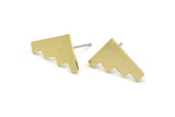 Earring Studs, 8 Raw Brass - Irregular Shaped Stud Earrings - Brass Earrings - Earrings (15x12x0.80mm) A2843