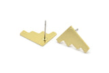 Earring Studs, 8 Raw Brass - Irregular Shaped Stud Earrings - Brass Earrings - Earrings (15x12x0.80mm) A2843