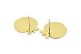 Brass Apple Earring, 8 Raw Brass Apple Shaped Stud Earrings (18x17x0.80mm) A2850