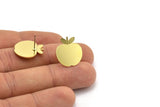 Brass Apple Earring, 8 Raw Brass Apple Shaped Stud Earrings (18x17x0.80mm) A2850