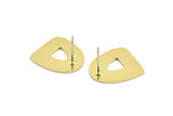 Brass Stud Earring, 8 Raw Brass D Shaped Stud Earrings (18x16x0.80mm) A2853