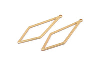 Gold Diamond Charm, 6 Gold Plated Brass Rhombus Charms With 1 Loop, Earrings, Findings (42x14x0,60mm) D0773 Q0783