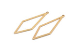 Gold Diamond Charm, 6 Gold Plated Brass Rhombus Charms With 1 Loop, Earrings, Findings (42x14x0,60mm) D0773 Q0783