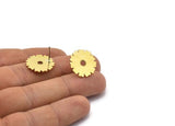 Brass Flower Earring, 8 Raw Brass Flower Shaped Stud Earrings (18x0.80mm) A2663