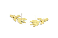 Pirinç Çiçek Küpe, 8 Ham Pirinç Lale Çiçek Şeklinde Küpe (22x10x0,80 mm) A2834
