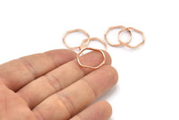 Rose Gold Circle Rings, 12 Rose Gold Lacquer Plated Brass Wavy Circle Rings, Charms (18.50x0.80x1.5mm) E191 Q0445