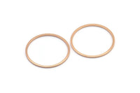 26mm Circle Connectors, 12 Rose Gold Plated Brass Circle Connectors (26x1x1mm) Bs 1091 Q0368