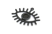 Siyah Göz Tılsımı, 1 Döngülü 12 Oksitlenmiş Siyah Pirinç Göz Tılsımı, Kolye Uçları, Küpeler (26x22x1mm) A1203 S1093