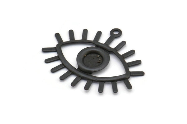 Siyah Göz Tılsımı, 1 Döngülü 12 Oksitlenmiş Siyah Pirinç Göz Tılsımı, Kolye Uçları, Küpeler (26x22x1mm) A1203 S1093