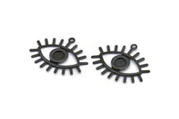 Siyah Göz Tılsımı, 1 Döngülü 12 Oksitlenmiş Siyah Pirinç Göz Tılsımı, Kolye Uçları, Küpeler (26x22x1mm) A1203 S1093