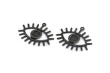 Siyah Göz Tılsımı, 1 Döngülü 12 Oksitlenmiş Siyah Pirinç Göz Tılsımı, Kolye Uçları, Küpeler (26x22x1mm) A1203 S1093
