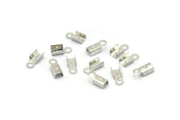 Silver Cord End, 100 Silver Tone Brass Cord End Clasps With 1 Loop, Findings (9x3mm) A1096