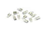 Silver Cord End, 100 Silver Tone Brass Cord End Clasps With 1 Loop, Findings (9x3mm) A1096