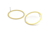 Brass Circle Earring, 4 Raw Brass Circle Stud Earrings (36x2x1mm) A2888 A2894