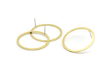 Brass Circle Earring, 4 Raw Brass Circle Stud Earrings (36x2x1mm) A2888 A2894