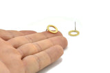 Brass Circle Earring, 6 Raw Brass Circle Stud Earrings (12x2.4x1mm) A2883 A2890