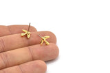 Gold Bird Earring, 4 Gold Plated Brass Bird Stud Earrings (12x12x2mm) N1637 Q0687