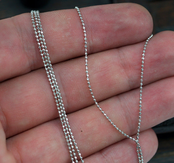 95 Meters  1mm Silver Tone Brass Faceted Ball Chain Z030