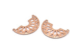 Ethnic Rose Gold Pendant, 2 Rose Gold Plated Semi Circle Pendants with 2 Holes (37x23x14x1 mm) N0122 Q0255