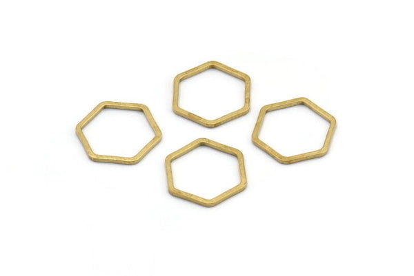 Hexagon Ring Charm, 50 Raw Brass Hexagon Shaped Ring Charms (12x0.8mm) Bs 1171