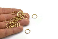 Hexagon Ring Charm, 50 Raw Brass Hexagon Shaped Ring Charms (12x0.8mm) Bs 1171