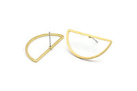 Semi Circle Earring, 8 Raw Brass Semi Circle Stud Earrings (30x15x1.2mm) Bs 1173 A1374