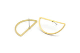 Semi Circle Earring, 8 Raw Brass Semi Circle Stud Earrings (30x15x1.2mm) Bs 1173 A1374