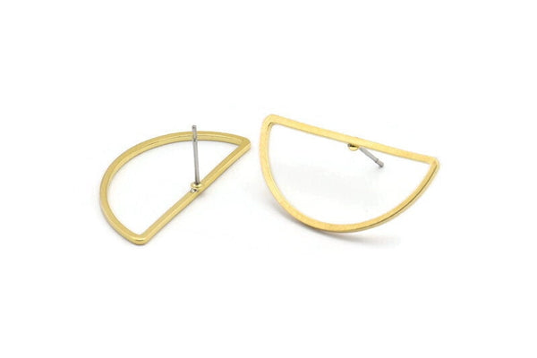 Yarım Daire Küpe, 8 Ham Pirinç Yarım Daire Küpe (30x15x1,2 mm) Bs 1173 A1374