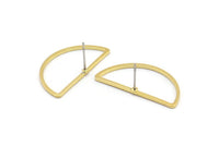 Semi Circle Earring, 8 Raw Brass Semi Circle Stud Earrings (30x15x1.2mm) Bs 1173 A1374