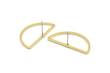 Semi Circle Earring, 8 Raw Brass Semi Circle Stud Earrings (30x15x1.2mm) Bs 1173 A1374