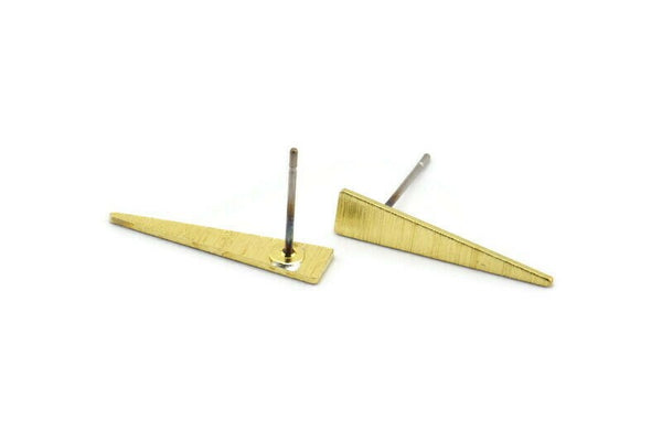 Brass Triangle Earring, 10 Textured Raw Brass Triangle Stud Earrings (20x4.5x0.80mm) M138 A1575