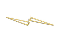 Brass Triangle Earring, 8 Raw Brass Triangle Stud Earrings With 1 Hole (50x11x0.80mm) D1254 A1335