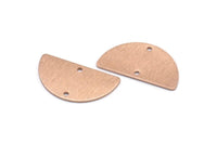 Semi Circle Charm, 4 Rose Gold Plated Brass Textured Half Moon Blanks With 2 Holes, Earrings, Pendants (24x13x0.80mm) D896